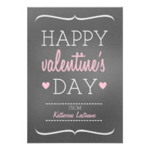 Chalk Inspired Kids School / Classroom Valentine Custom Announcements
