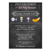 Chalkboard 1st Communion Invitation for a Girl