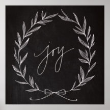 Chalkboard Art - Joy Wreath Poster