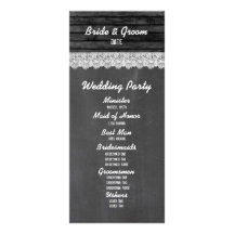 Chalkboard Black Wood Wedding Program Rack Cards