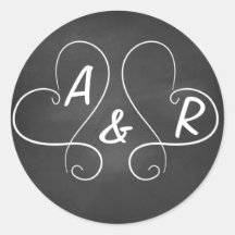 Chalkboard Hearts Round Stickers