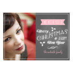 Chalkboard Holiday Photo Pink Christmas Wishes Custom Invitation
