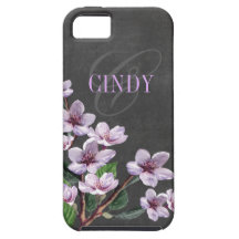 Chalkboard Lilac Watercolor Monogram designer iPhone 5 Cover