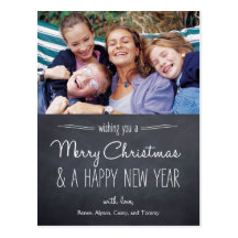 Chalkboard Look Christmas Photo Card Postcard