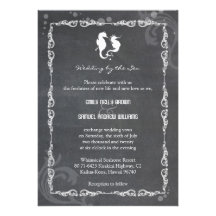 Chalkboard Sea Horse Destination Wedding Invites
