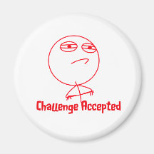 Challenge Accepted (In Red!) Refrigerator Magnets