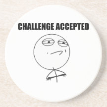 Challenge Accepted Rage Face Comic Meme Drink Coaster