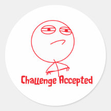 Challenge Accepted Red & White Text Sticker