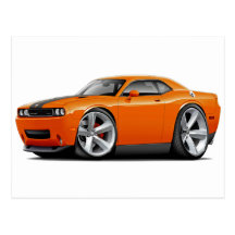 Challenger SRT8 Orange-Black Car Post Card