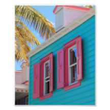 Chambre d'île des Caraïbes dans le rose et le bleu Photo D’art
