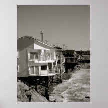 Chambres de plage noires et blanches affiches