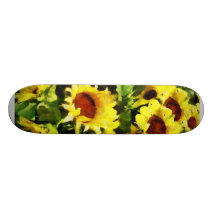 Champ des tournesols planches à roulettes