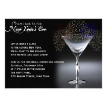 Champagne and Fireworks New Years Eve Party Personalized Invite