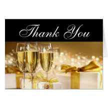 Champagne and Gifts Thank You Notes Card