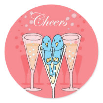 Champagne Birds Sticker