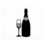 Champagne bottle glass post card