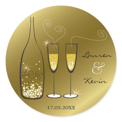 Champagne Bubbles Celebration Gold Label Sticker by fat_fa_tin