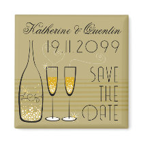 Champagne Bubbles Celebration Save The Date Magnet