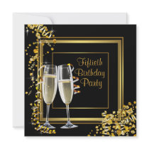 Champagne Confetti Black Gold 50th Birthday Party