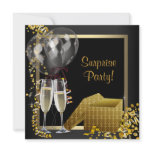Champagne Confetti Black Gold Surprise Party invitations