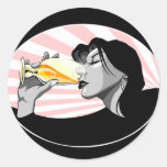 Champagne drinking woman sticker