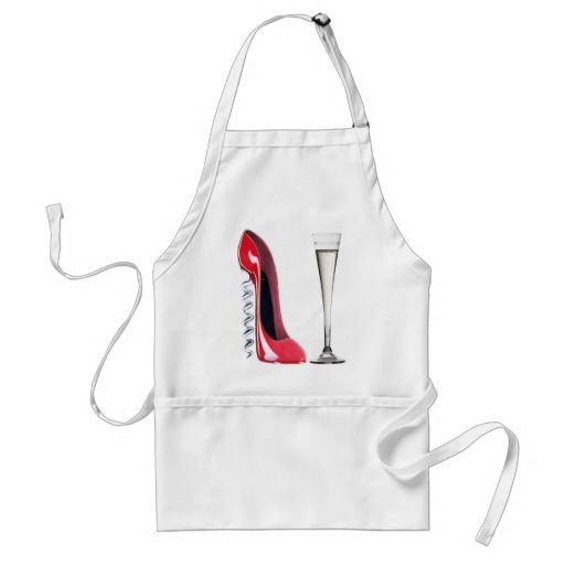Champagne Flute Glass and Corkscrew Stiletto Shoe Apron