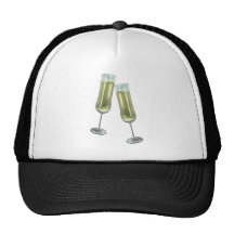 Champagne flutes couple mesh hat