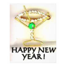 CHAMPAGNE GLASS RHINESTONE PIN PERSONALIZED LETTERHEAD
