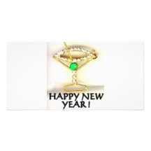 CHAMPAGNE GLASS RHINESTONE PIN PHOTO CARD