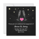 Champagne glasses engagement invitation