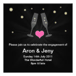 Champagne glasses engagement invitation