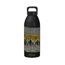 Champagne glasses water bottle
