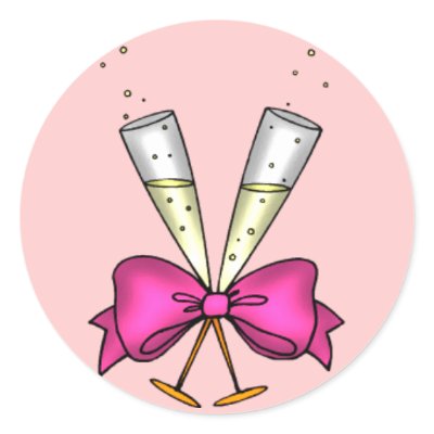 Champagne Glasses with Pink Bow Stickers by mrssocolov2