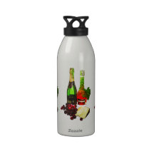 Champagne, grapes and cheese art drinking bottles