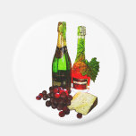 Champagne, grapes and cheese art Magnet