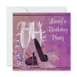 Champagne High Heel Womans Hot Pink Birthday Party Invites