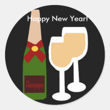 Champagne n glass, Happy New Year! stickers