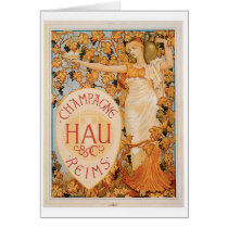 Champagne Reims Vintage Wine Drink Ad Art Card