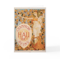 Champagne Reims Vintage Wine Drink Ad Art Card