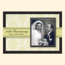 Champagne Ribbon Damask Anniversary Party Invite invitations