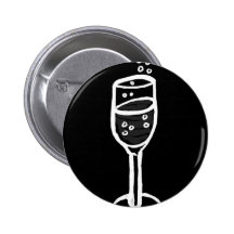 CHAMPAGNE SKETCH in white on black by Jill Pins