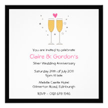 Champagne Toast Anniversary Party Invitation- whit