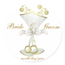 Champagne Toasts Round Sticker