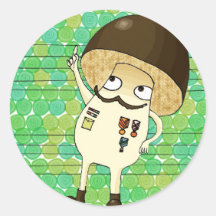 Champignon militaire autocollant rond