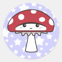 Champignon timide mignon de Kawaii Adhésif Rond