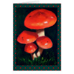 CHAMPIGNONS ROUGES LUMINEUX : ART : EN PASTEL CARTE DE VŒUX
