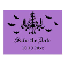 Chandelier and Damask Save the Date Postcard
