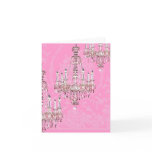 Chandelier Card~Pink Sparkling French Chandeliers