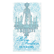 Chandelier Damask Business Card  Bleu Fachon
