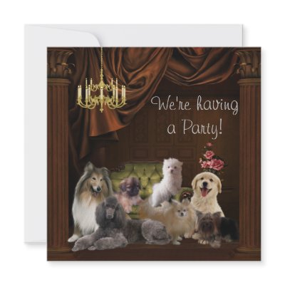 Chandelier Dogs Puppies Party Invitation Template by decembermorning